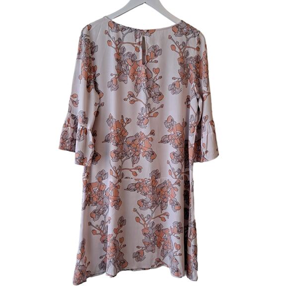 Numph Light Plush Pink Floral Crewneck Peplum Dress with Bell Sleeves - Picture 2 of 14